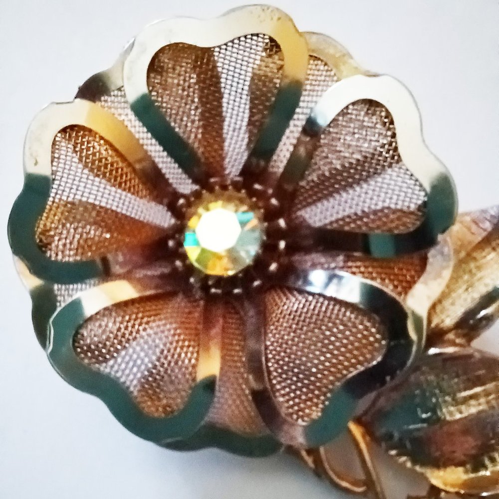 UNWORN Vntg AURORA BOREALIS RHINESTONE STATEMENT BROOCK